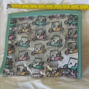 NWOT Golf Cart Print Clear Travel Pouch